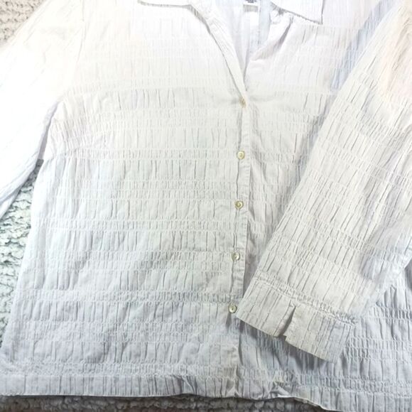 Talbots 3/4 Sleeve Button Down Blouse 98% Stretch Puff Cotton White Womans 12... - Picture 2 of 12